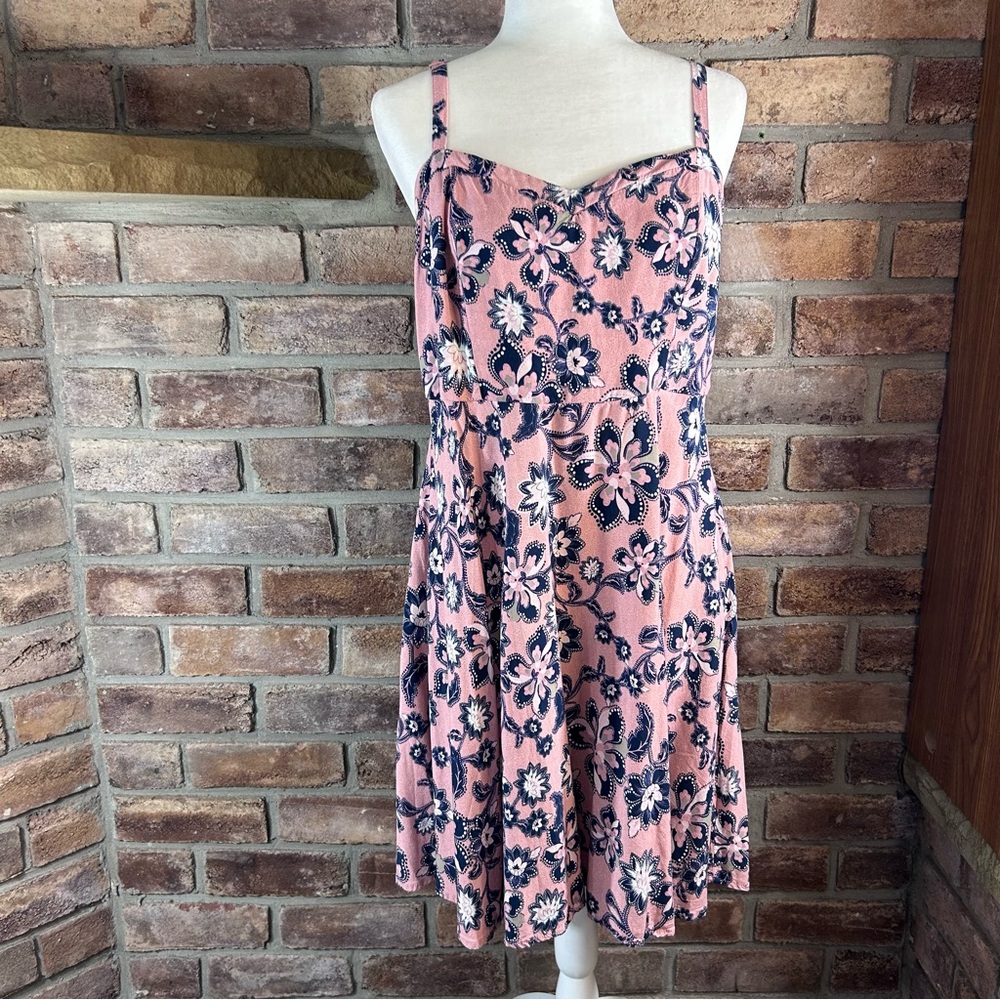 TORRID Pink/Blue/White Floral Print Sweetheart Dress - Picture 1 of 11